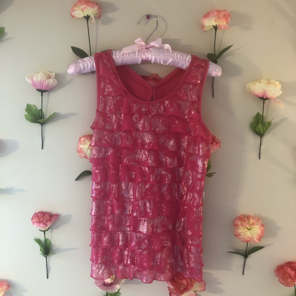 Pink Ruffle Tank Top
